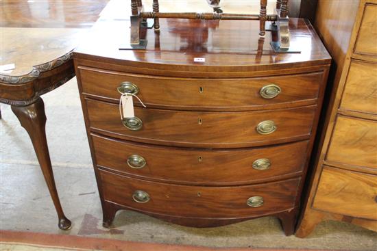 George III cross-banded & line-inlaid mahogany chest, fitted four graduated long drawers